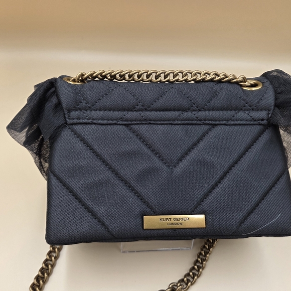 Like New Kurt Geiger Bback Clutch with Gold Chain and Bow Accent With Dusty - Picture 4 of 5